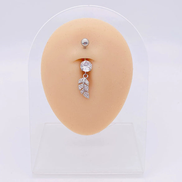 Stainless Steel Women's Body Piercing Jewelry Navel Ring With Heartshaped Butterfly Starshaped Leaves Pendant Alloy Inlaid Artificial And Semiprecious Stones Electroplated