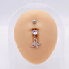 Stainless Steel Women's Body Piercing Jewelry Navel Ring With Heartshaped Butterfly Starshaped Leaves Pendant Alloy Inlaid Artificial And Semiprecious Stones Electroplated