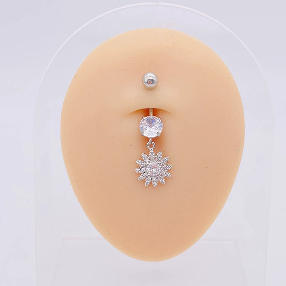Stainless Steel Women's Body Piercing Jewelry Navel Ring With Heartshaped Butterfly Starshaped Leaves Pendant Alloy Inlaid Artificial And Semiprecious Stones Electroplated