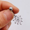 Stainless Steel Women's Body Piercing Jewelry Navel Ring With Heartshaped Butterfly Starshaped Leaves Pendant Alloy Inlaid Artificial And Semiprecious Stones Electroplated