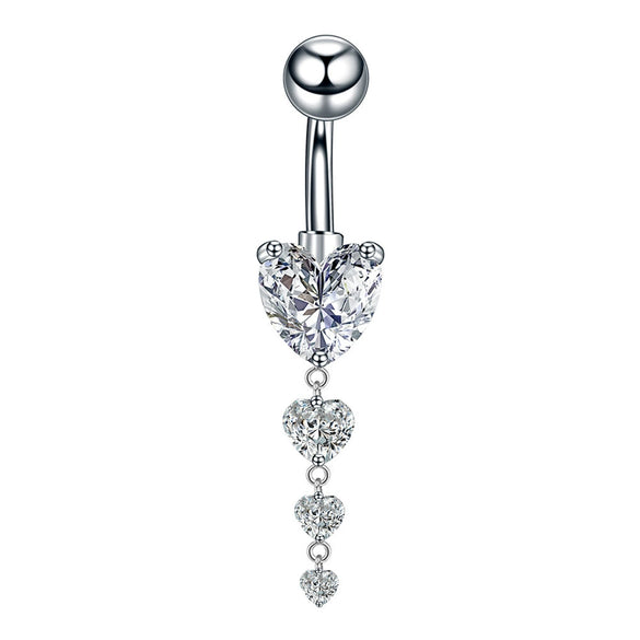 Stainless Steel Women's Body Piercing Jewelry Navel Ring With Heartshaped Butterfly Starshaped Leaves Pendant Alloy Inlaid Artificial And Semiprecious Stones Electroplated