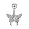 Stainless Steel Women's Body Piercing Jewelry Navel Ring With Heartshaped Butterfly Starshaped Leaves Pendant Alloy Inlaid Artificial And Semiprecious Stones Electroplated