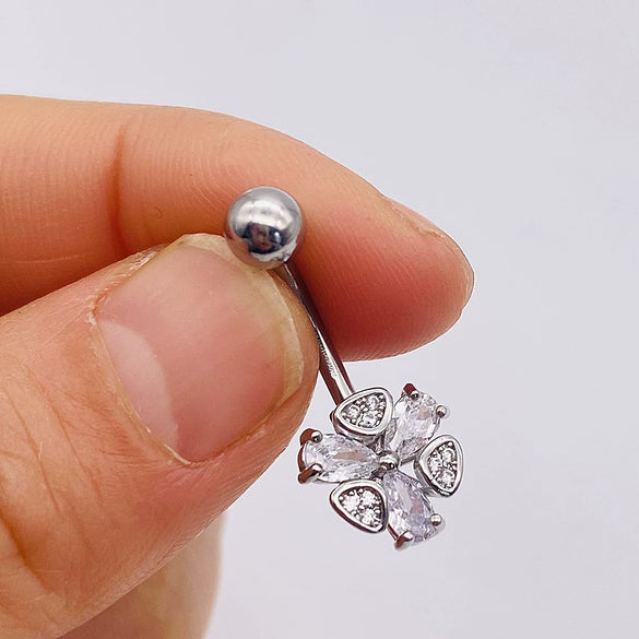 Stainless Steel Women's Body Piercing Jewelry Navel Ring With Heartshaped Butterfly Starshaped Leaves Pendant Alloy Inlaid Artificial And Semiprecious Stones Electroplated