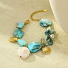 Stainless Steel Women's Bracelet Light Luxury Vacation Style With Shell Pearl And Electroplating