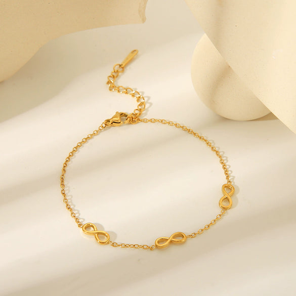 Stainless Steel Women's Bracelet With Digital Symbol And Electroplating Treatment
