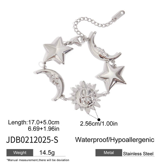Stainless Steel Women's Casual Minimalist Bracelet With Star And Geometric Pattern Electroplated