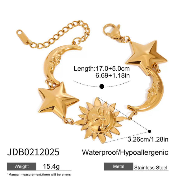 Stainless Steel Women's Casual Minimalist Bracelet With Star And Geometric Pattern Electroplated