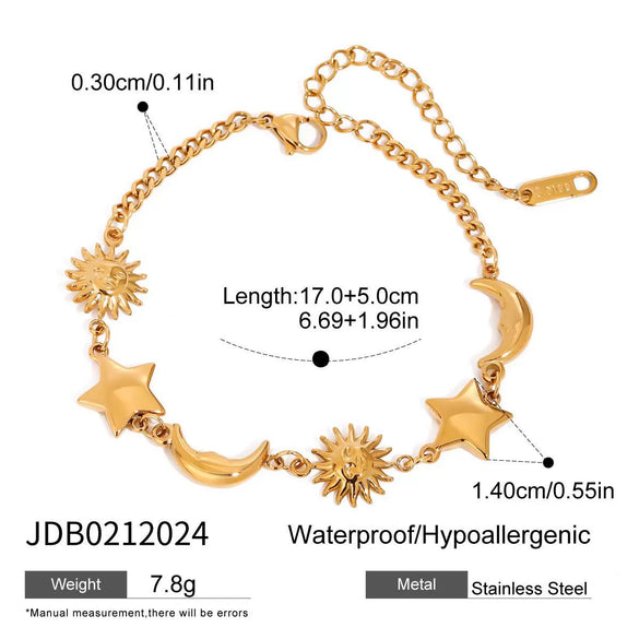 Stainless Steel Women's Casual Minimalist Bracelet With Star And Geometric Pattern Electroplated