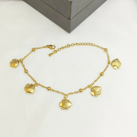 Stainless Steel Women's Dolphin Starfish Shell Anklet Accessories Fashionable Highend Niche Light Luxury