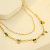 Stainless Steel Women's Doublelayer Pendant Necklace With Natural Stone Electroplating Fashion Style