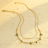 Stainless Steel Women's Doublelayer Pendant Necklace With Natural Stone Electroplating Fashion Style
