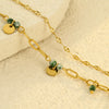 Stainless Steel Women's Doublelayer Pendant Necklace With Natural Stone Electroplating Fashion Style