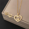 Stainless Steel Women's Earrings Necklace Threepiece Set With Crown Lotus Hollow Butterfly Cross Pattern Electroplated