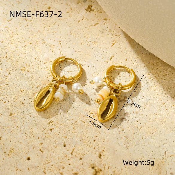 Stainless Steel Women's Earrings Ocean Style Starfish With Heart Shape And Geometric Pattern Electroplated