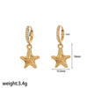 Stainless Steel Women's Earrings With Star Geometric Pattern Electroplated Highend Style