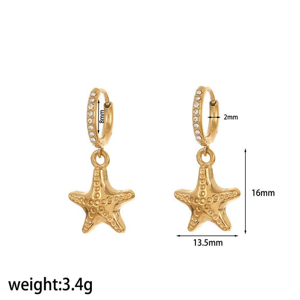Stainless Steel Women's Earrings With Star Geometric Pattern Electroplated Highend Style