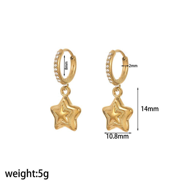 Stainless Steel Women's Earrings With Star Geometric Pattern Electroplated Highend Style