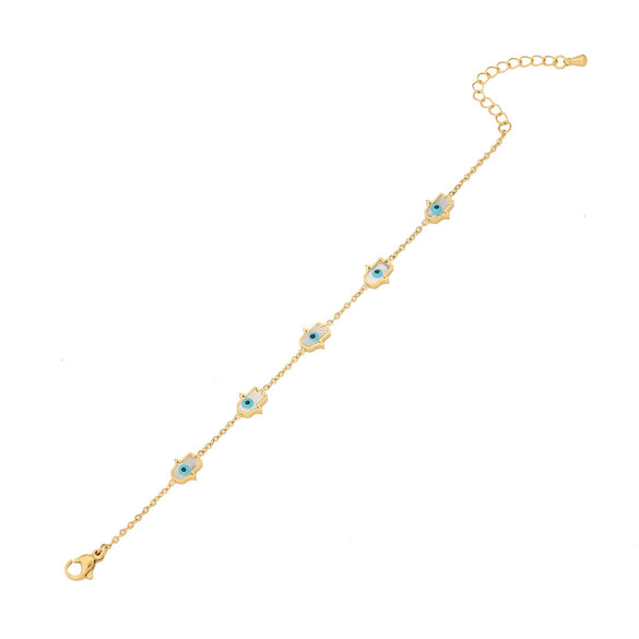 Stainless Steel Women's Eye Bracelet With Star Flower And Heart Patterns Electroplated