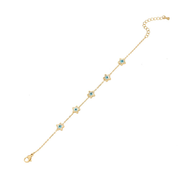 Stainless Steel Women's Eye Bracelet With Star Flower And Heart Patterns Electroplated