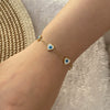 Stainless Steel Women's Eye Bracelet With Star Flower And Heart Patterns Electroplated