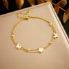 Stainless Steel Women's Fashion Simple Doublelayered Flower Anklet Accessories