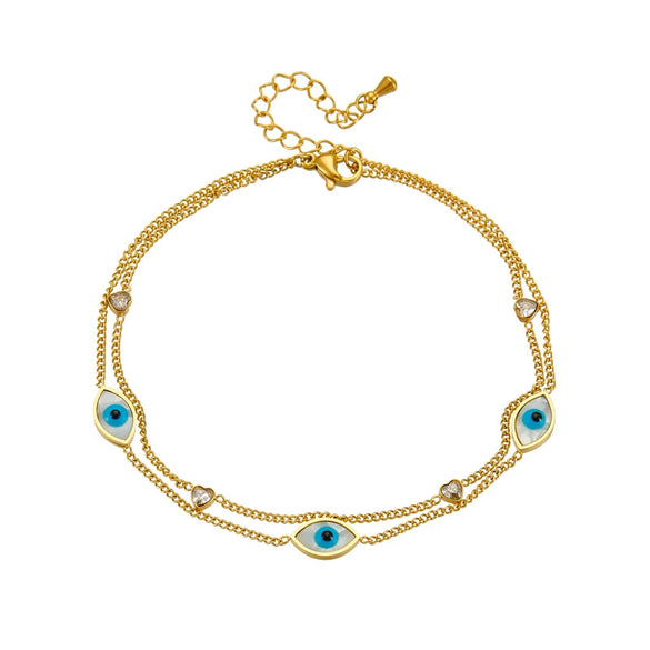 Stainless Steel Women's Fashion Simple Doublelayered Flower Anklet Accessories