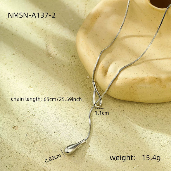 Stainless Steel Women's Fashionable Geometric Yshaped Necklace With Electroplating