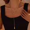 Stainless Steel Women's Fashionable Geometric Yshaped Necklace With Electroplating