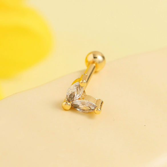 Stainless Steel Women's Geometric And Flower Patterned Electroplated Earrings For Cartilage Piercing