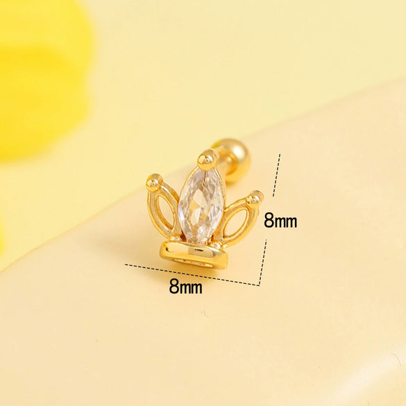 Stainless Steel Women's Geometric And Flower Patterned Electroplated Earrings For Cartilage Piercing