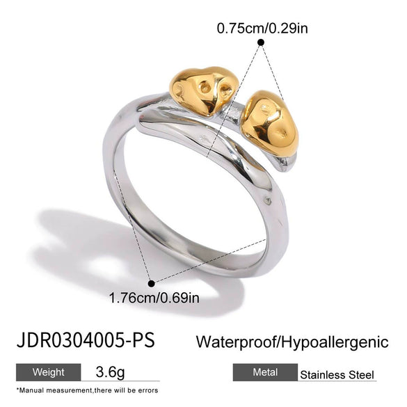 Stainless Steel Women's Geometric Design Ring With Electroplating