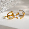 Stainless Steel Women's Geometric Design Ring With Electroplating