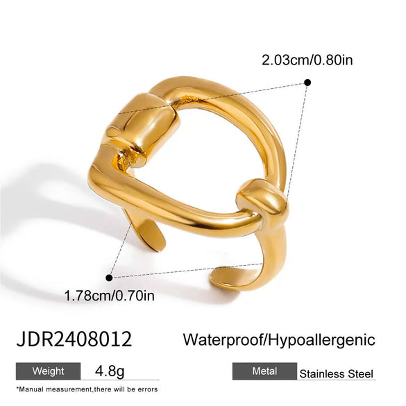 Stainless Steel Women's Geometric Design Ring With Electroplating