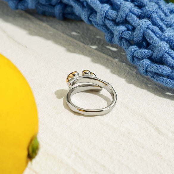 Stainless Steel Women's Geometric Design Ring With Electroplating
