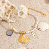 Stainless Steel Women's Geometric Fashion Minimalist Bracelet With Seaside Shell Starfish Pendant And Natural Stone Set With Diamonds Jewelry