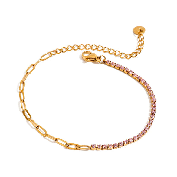 Stainless Steel Women's Geometric Fruit Pattern Simple Style Bracelet With Electroplating