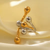 Stainless Steel Women's Geometric Irregular Spherical Casting Ring With Gold And Silver Color Matching And Electroplating