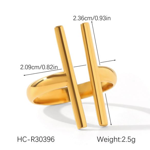 Stainless Steel Women's Geometric Irregular Spherical Casting Ring With Gold And Silver Color Matching And Electroplating
