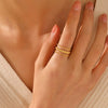 Stainless Steel Women's Geometric Retro Style 18K Goldplated Opening Adjustable Ring