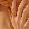 Stainless Steel Women's Geometric Retro Style 18K Goldplated Opening Adjustable Ring