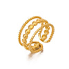 Stainless Steel Women's Geometric Retro Style 18K Goldplated Opening Adjustable Ring