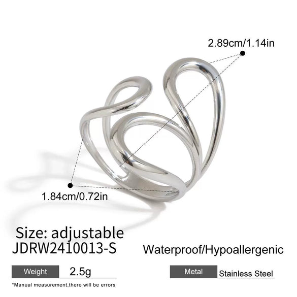 Stainless Steel Women's Geometric Ring And Opening Bracelet With Electroplating Design