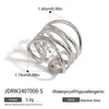 Stainless Steel Women's Geometric Ring And Opening Bracelet With Electroplating Design
