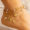 Stainless Steel Women's Geometric Starfish Pendant Anklet