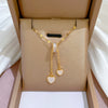 Stainless Steel Women's Geometric Tassel Love Shell Micro Diamond Lip Chain Necklace