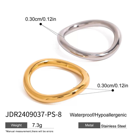 Stainless Steel Women's Ins Style Geometric Ring With Electroplating