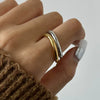 Stainless Steel Women's Ins Style Geometric Ring With Electroplating