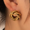 Stainless Steel Women's Light Luxury Fashion Hoop Earrings With Geometric Shape Electroplated