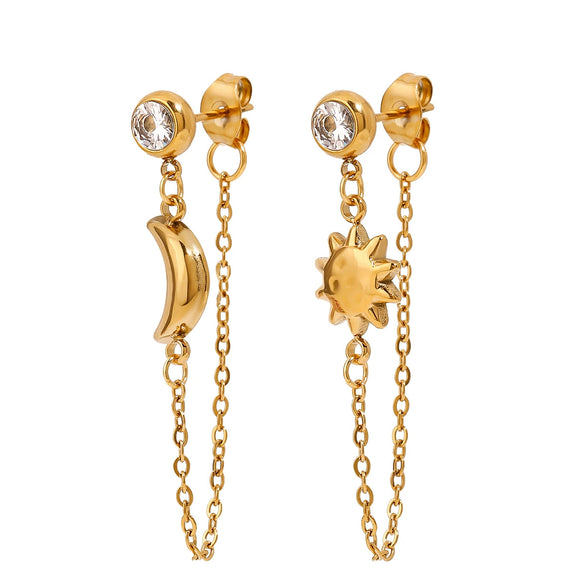 Stainless Steel Women's Light Luxury Highend Star Pattern Earrings With Electroplating