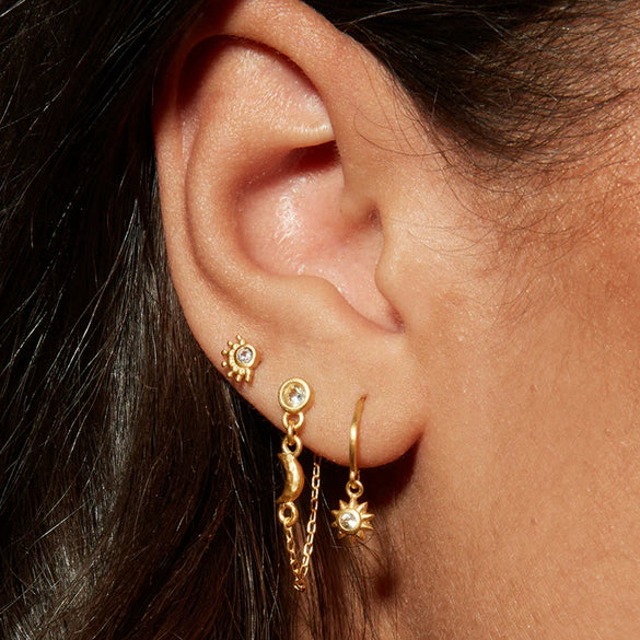 Stainless Steel Women's Light Luxury Highend Star Pattern Earrings With Electroplating